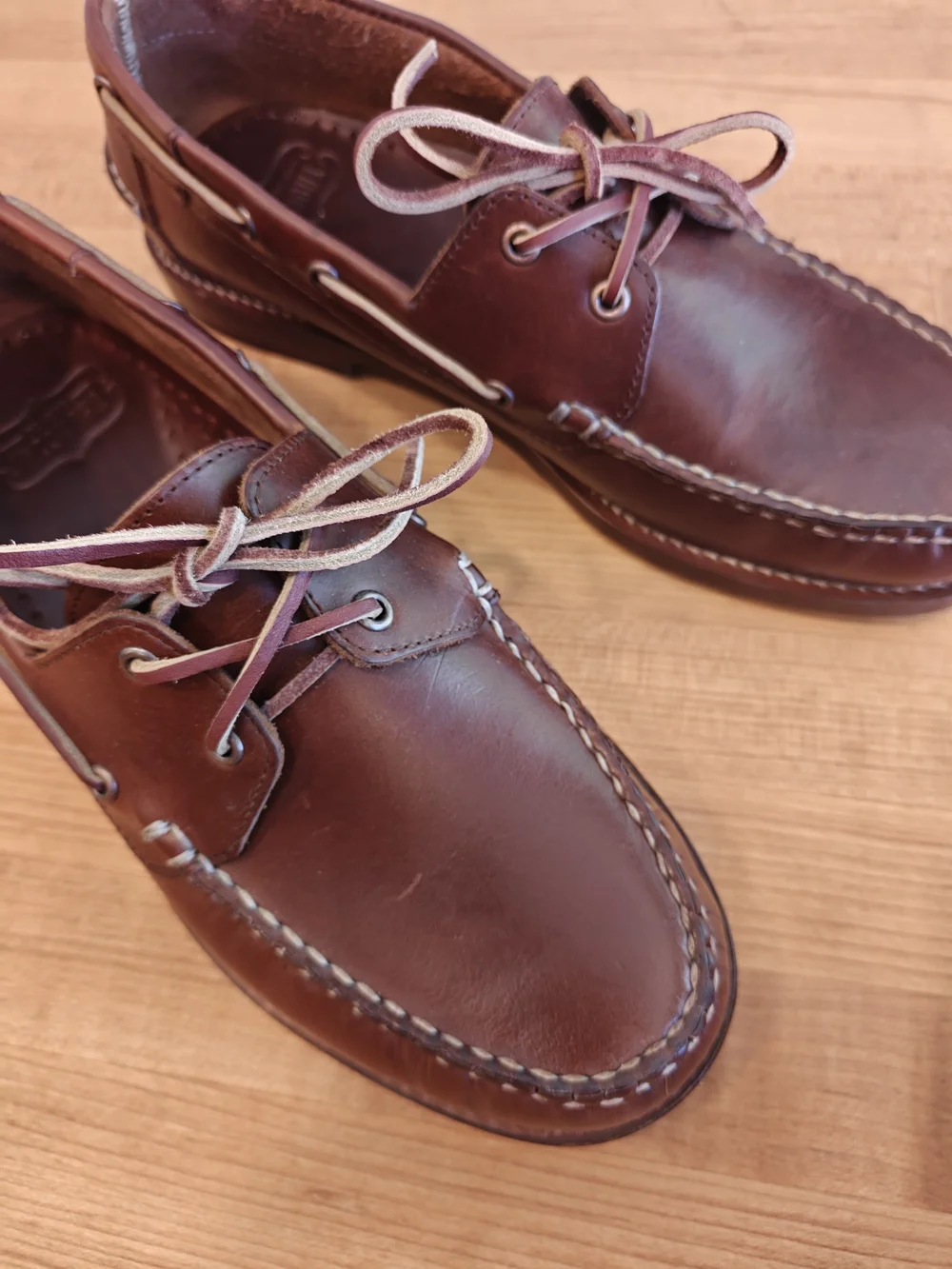 Thursday Boot Co. Men's Brown Leather Boat Shoes - Classic Moc Toe Deck Shoes